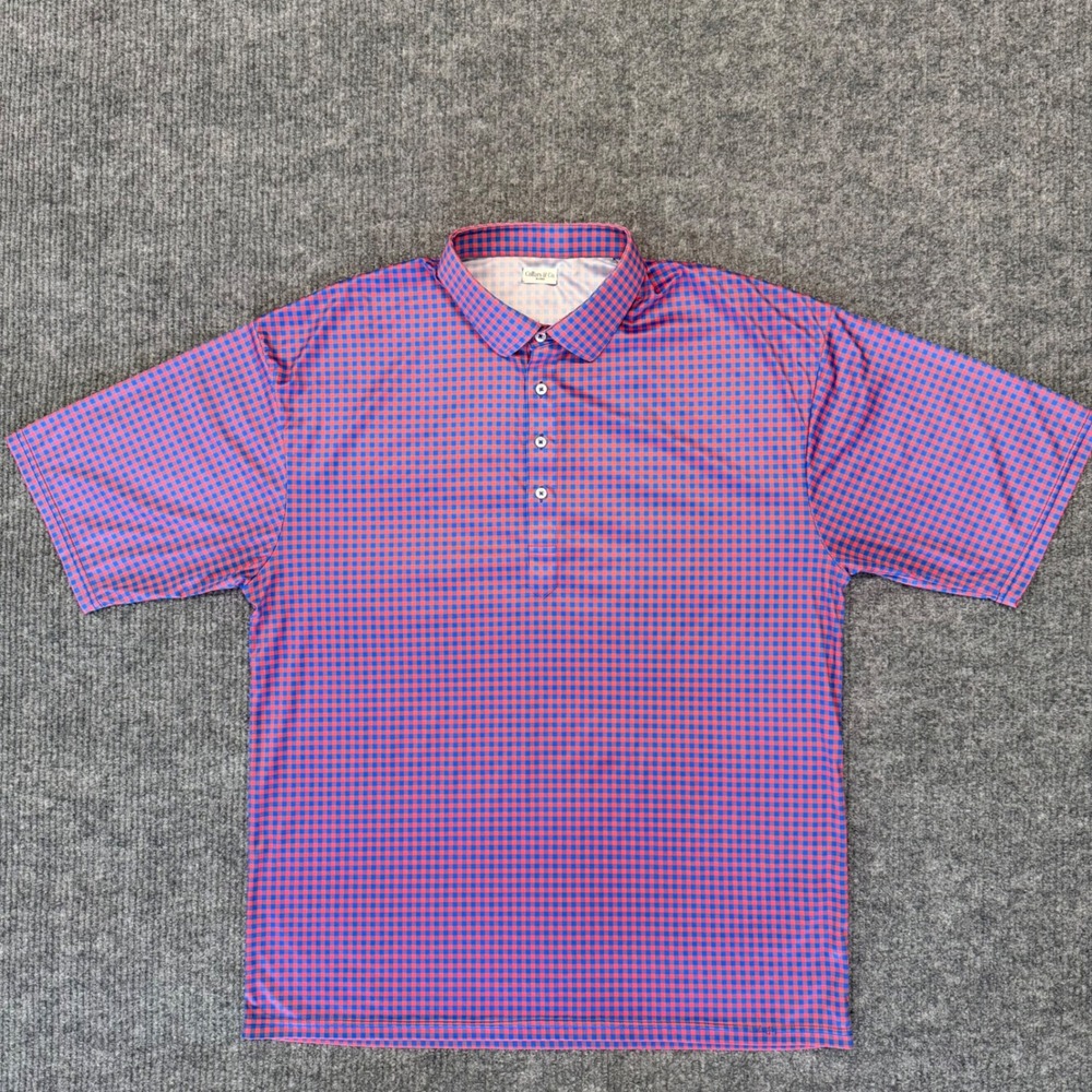 Collars & Co Mens 3XL Dress Collar Polo Shirt Blue Orange Gingham Check Golf Tee - Picture 2 of 9